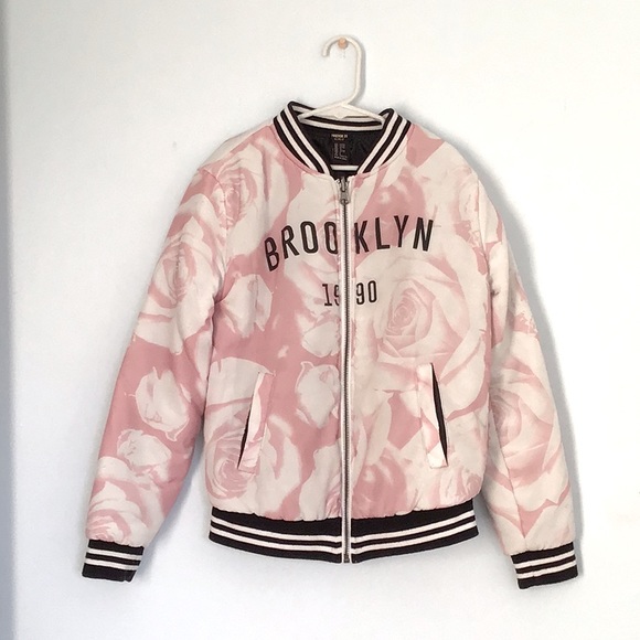 pastel pink bomber jacket